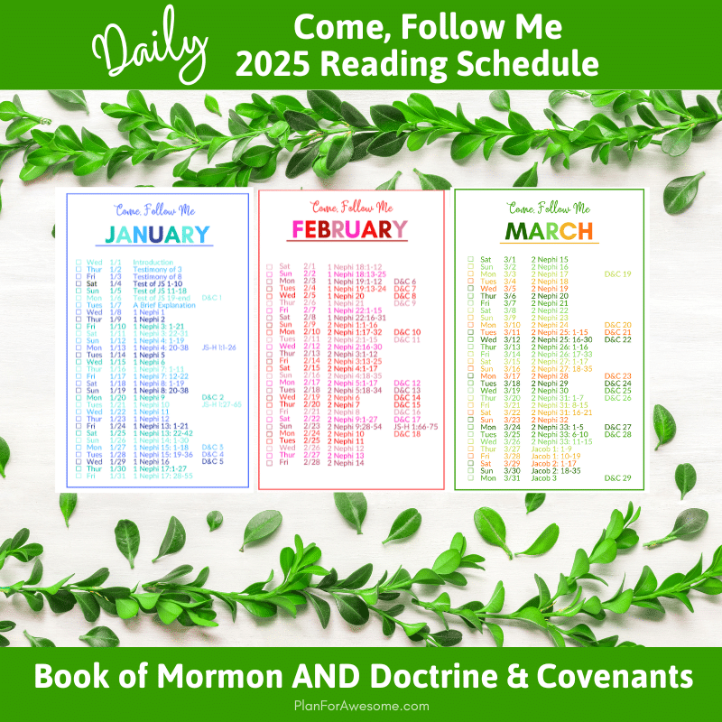 Printable Come Follow Me 2025 Daily Reading Schedule