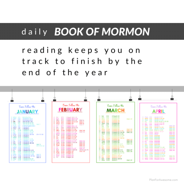 The Book of Mormon reading keeps you on track to finish it by the end of the year.