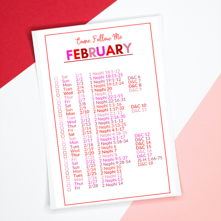 Printable Daily Reading Schedule for 2025 Come, Follow Me for the Book of Mormon AND Doctrine