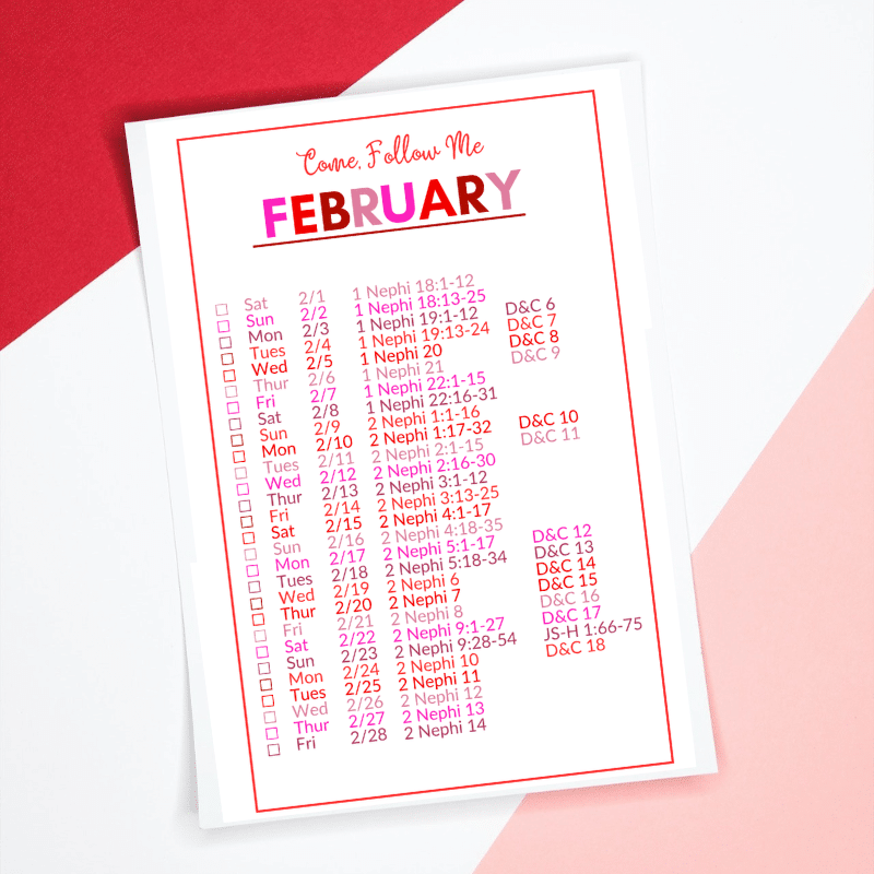 Printable Come Follow Me 2025 Daily Reading Schedule