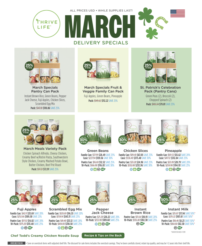 March 2025 Flyer of Thrive Life Specials