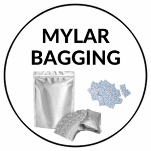 Mylar Bagging Workshop Icon with mylar bags and oxygen absorbers