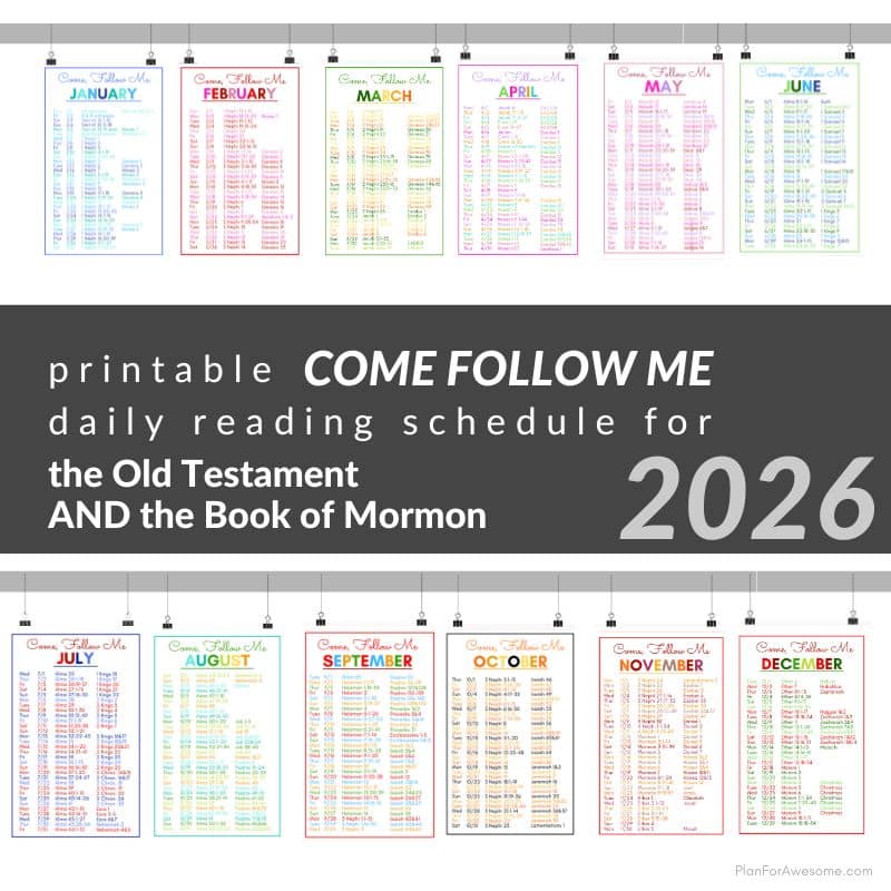 Mockup of Printable 2026 Come, Follow Me Reading Schedule for the Old Testament and Book of Mormon.