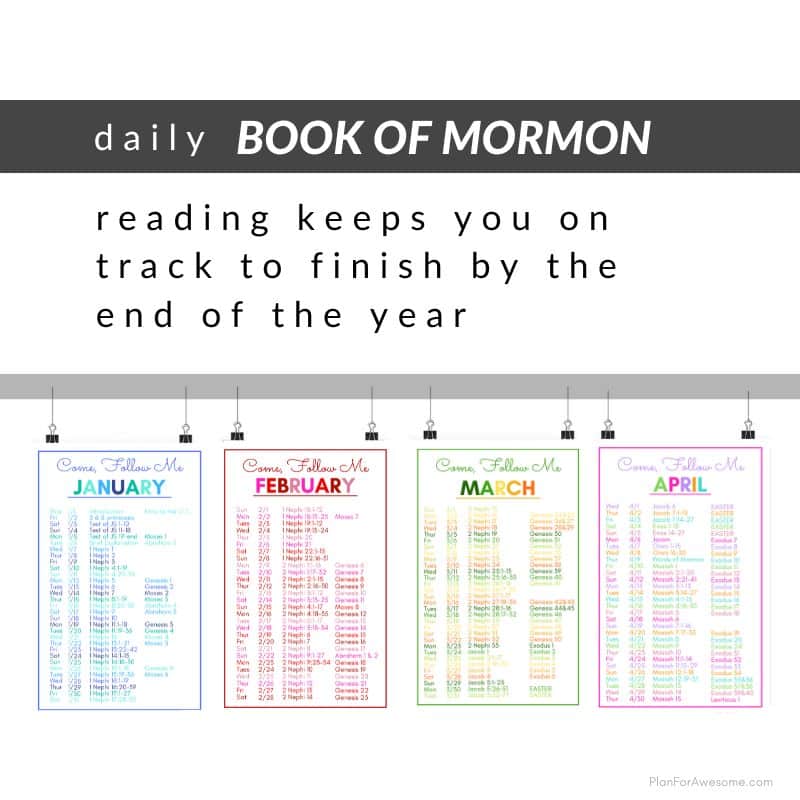 Color Printable 2026 Come, Follow Me Reading Schedule for the Old Testament and Book of Mormon.